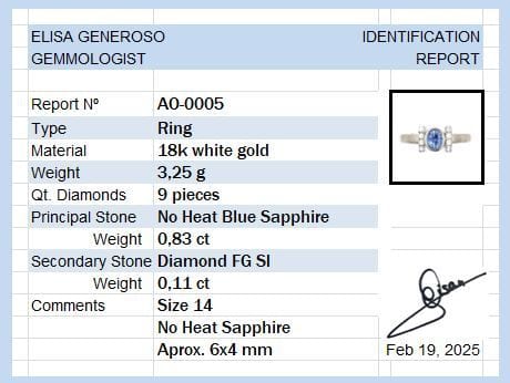 Bague Bague en or avec saphir bleu de Ceylan sans chaleur et diamants 58 Facettes AO-0005