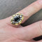 Bague 54 Bague en or jaune avec saphir et diamants 58 Facettes