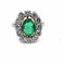 Bague 60 Bague Marguerite Emeraude, Diamants, Or Blanc, Platine 58 Facettes