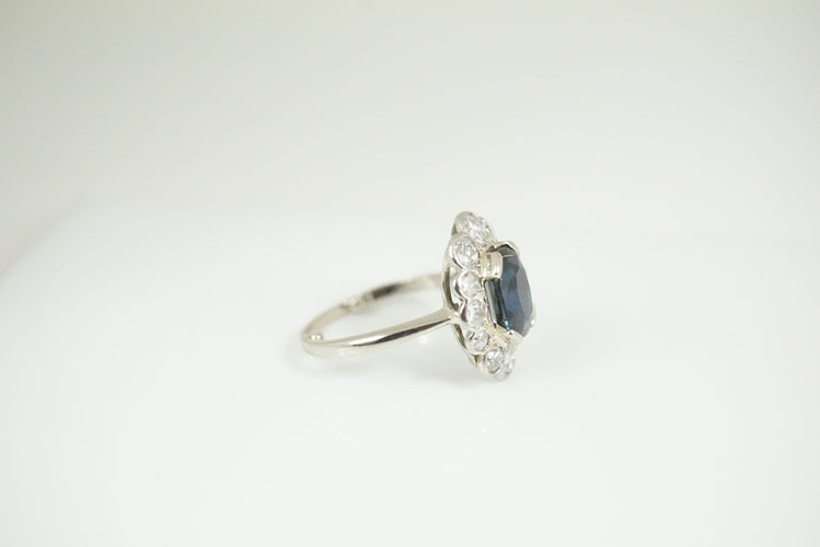 Bague 48 Bague pompadour saphir diamants Art Déco 58 Facettes SQ0030869