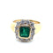 Bague 55 Bague Or Jaune, Émeraude avec Entourage Diamants 58 Facettes