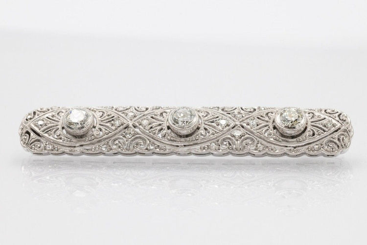 Broche Broche oblongue de style Art Déco avec diamants d'environ 1,25 ct 58 Facettes KLD2