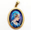 Pendentif Pendentif style Art Nouveau or jaune, plaque émaillée jeune fille, vintage 58 Facettes A05197