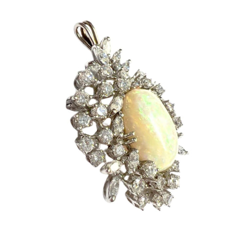 Collier Broche et pendentif contemporains en or, diamant et opale des années 1950 58 Facettes Q33B