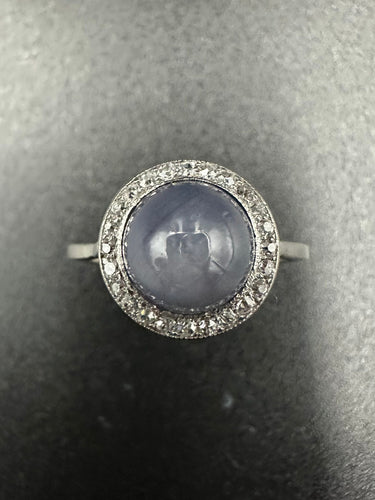 Bague 55 Bague Art Déco Saphir étoilé et diamants, Or et Platine 58 Facettes