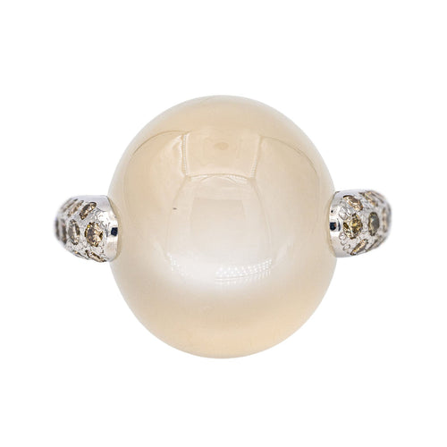 Bague 51 Pomellato  Bague Luna Or blanc Pierre de lune, Diamant brun 58 Facettes 3230374CN