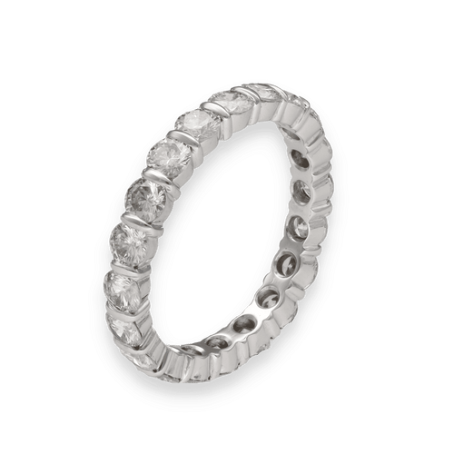 Bague 53 Alliance en or gris 18k sertie de 2,00 Cts de diamants G-VS - Taille 53 - Serti batons 58 Facettes FB10199