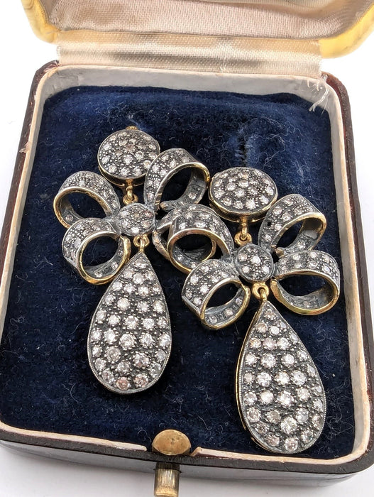 Boucles d'oreilles Boucles d'oreilles or jaune et argent avec diamants 58 Facettes