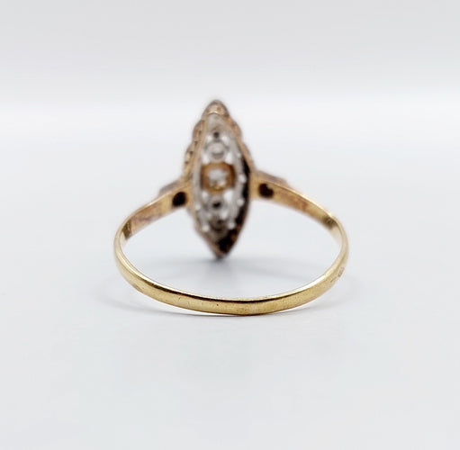 Marquise ring van geelgoud, Platina en diamanten (circa 1900) 