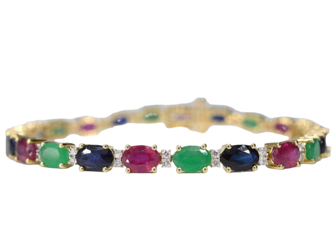 Bracelet Bracelet tennis en or avec diamants, saphir, rubis et émeraude 58 Facettes 2069