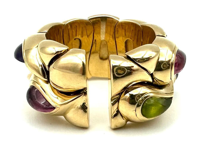 Bague 52 CHOPARD. Collection "Casmir", bague or jaune 18K et pierres de couleur 58 Facettes