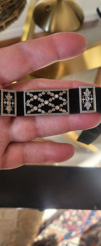 Collier de Chien Belle Époque,  platine et or jaune, serti de diamants 58 Facettes