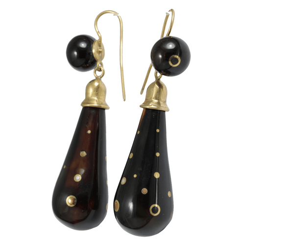 Boucles d'oreilles Antique Tortoiseshell Piquè Gold Earrings 58 Facettes 3286