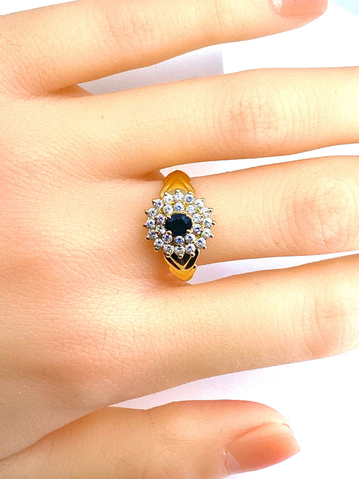 Bague 57 Bague or jaune saphir 26 diamants 58 Facettes AB373