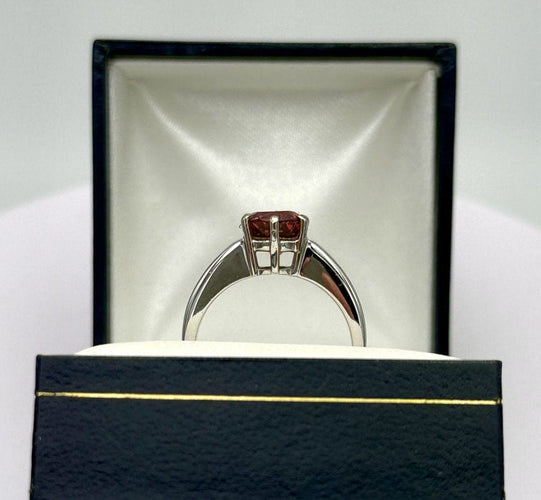 Bague 55 Solitaire or gris spinelle rose 58 Facettes