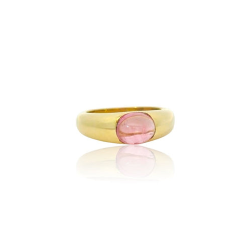 Bague Bague jonc or jaune, cabochon tourmaline rose 58 Facettes