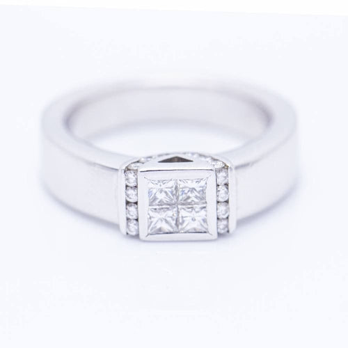 Bague 53 Bague en or blanc avec diamants 58 Facettes N102929EJ
