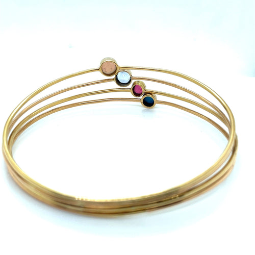 Bracelet Bracelet ancien 4 joncs or jaune, multi pierres 58 Facettes