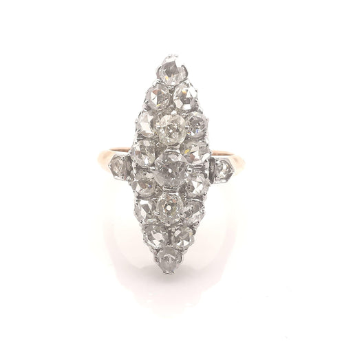 Bague 55 Bague vintage Or rose platine & Diamants 58 Facettes