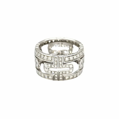 Bague 54 BULGARI - Bague Parentesi or blanc et diamants 58 Facettes BUL-RI-PAR-WG-DI