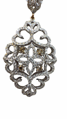 Collier Collier avec pendentif ajouré or blanc et diamants 58 Facettes