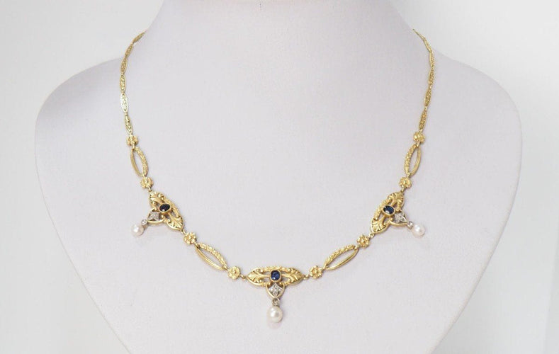 Collier Collier Saphirs, Perles & Diamants 58 Facettes 31520