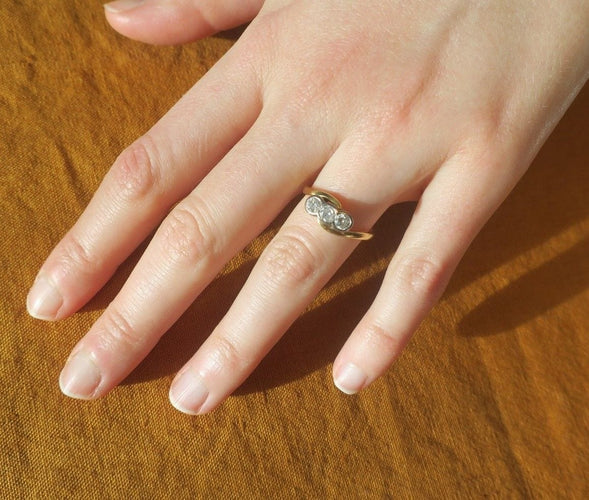 Bague 53 Bague trilogie diamants or bicolore 58 Facettes