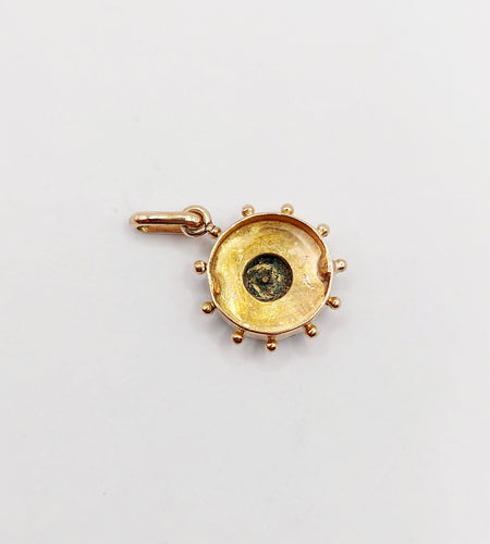 Pendentif Pendentif antique roue ornée de turquoise en or rose 18k (circa 1900) 58 Facettes A06368