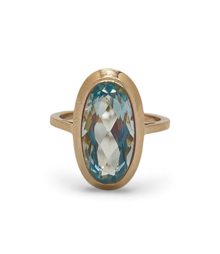 Bague 53 Bague or rose et Aigue-Marine 5 ct 58 Facettes