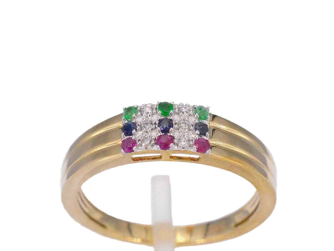 Bague Bague en or avec diamant et pierres précieuses multicolores 58 Facettes 2087