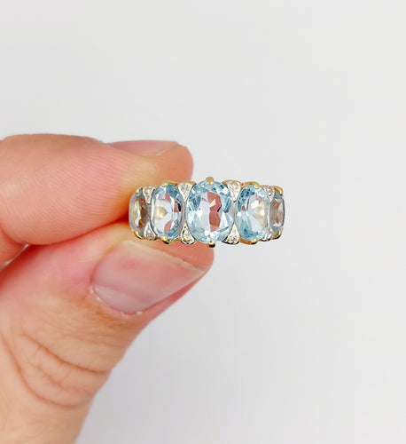 Bague 56 Bague jarretière vintage or jaune 18k topazes et diamants (circa 1980) 58 Facettes A05994