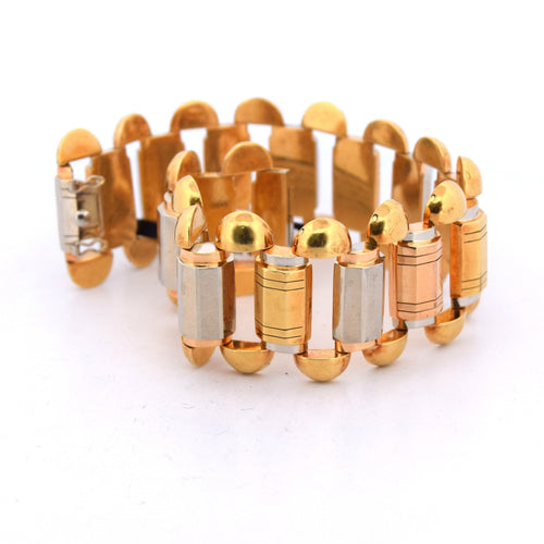 Bracelet Bracciale vintage en or jaune, blanc et rouge 18 kt 58 Facettes