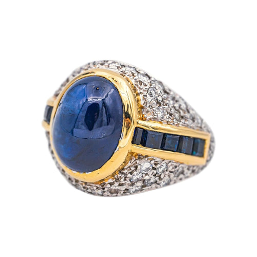 Bague 49 Bague Or blanc, Or jaune Saphir, Diamant 58 Facettes 4931993CN