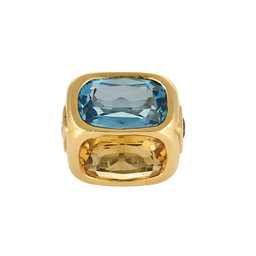 Bague 55 MARINA B - Bague bicolore or jaune et or blanc topaze citrine 58 Facettes