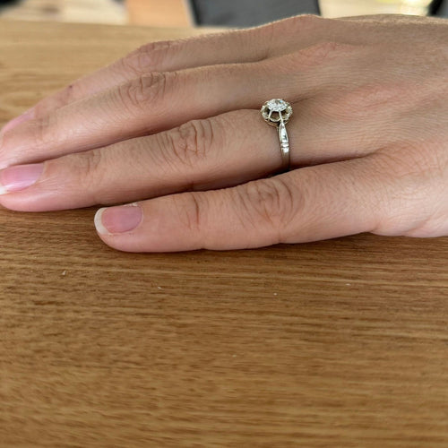 Bague 53 Bague solitaire or blanc diamant 0.45ct 58 Facettes