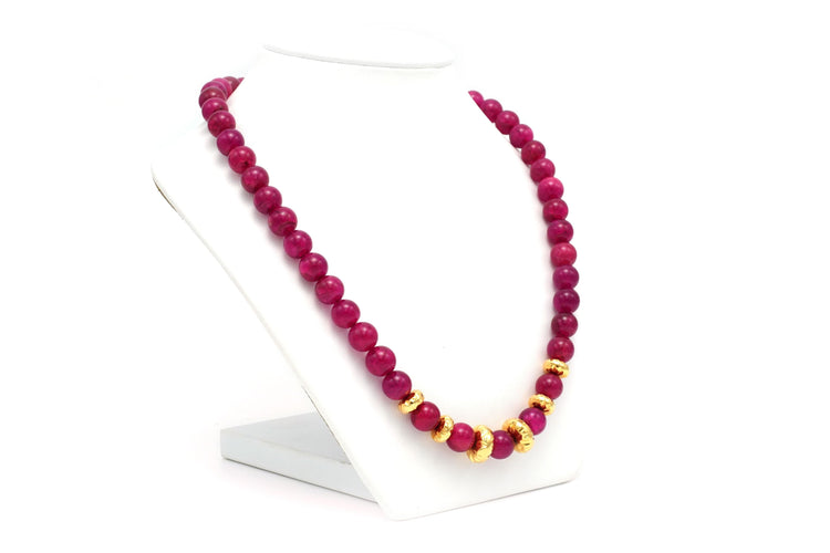 Collier Collier en or jaune et perles de rubis 58 Facettes 21208