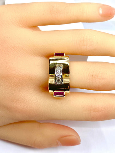 Bague 60 Bague TANK or jaune diamants 58 Facettes AB603