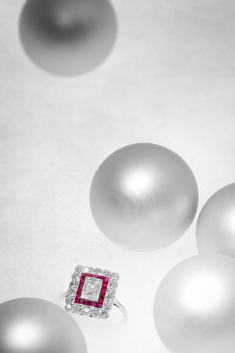 Bague 54 Amour éternel déco : Romance avec une bague en diamant et rubis 58 Facettes 23249-0100