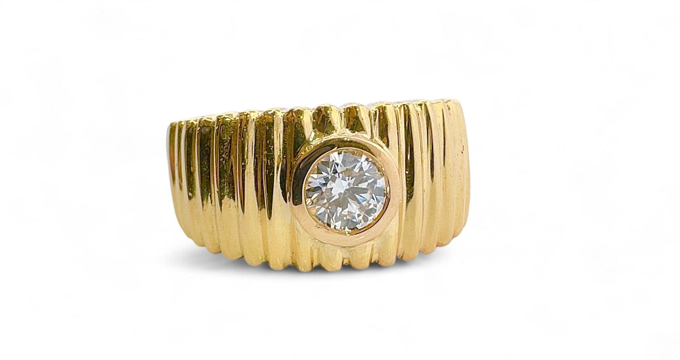 Bague 51 Bague godron or jaune et diamant 58 Facettes