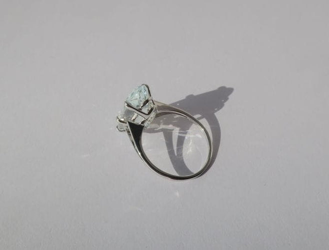 Bague 53 Bague cocktail aigue-marine or blanc 58 Facettes