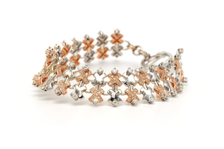 Bracelet Bracelet contemporain or blanc et or rose, diamants (+- 3,30ct) 58 Facettes 22449