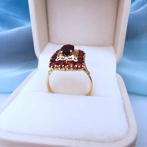 Bague 57.5 Bague or jaune grenats 58 Facettes 1756