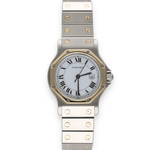 Montre Montre Cartier Santos grand modèle en or et acier – Automatique – Vers 1980 – 30 mm – 17 cm 58 Facettes