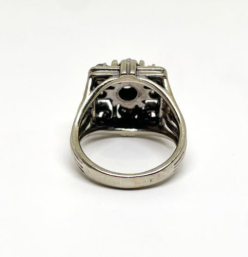 Bague 54 Bague marguerite or gris et diamant central 58 Facettes