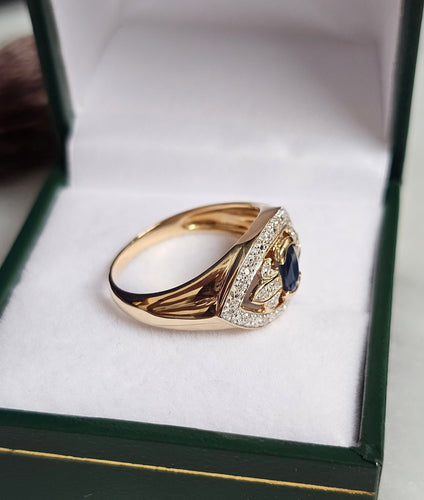 Bague 53.5 Bague or jaune, saphir, diamants 58 Facettes 457