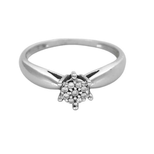 Илюзионен пръстен от бяло злато с диаманти 
