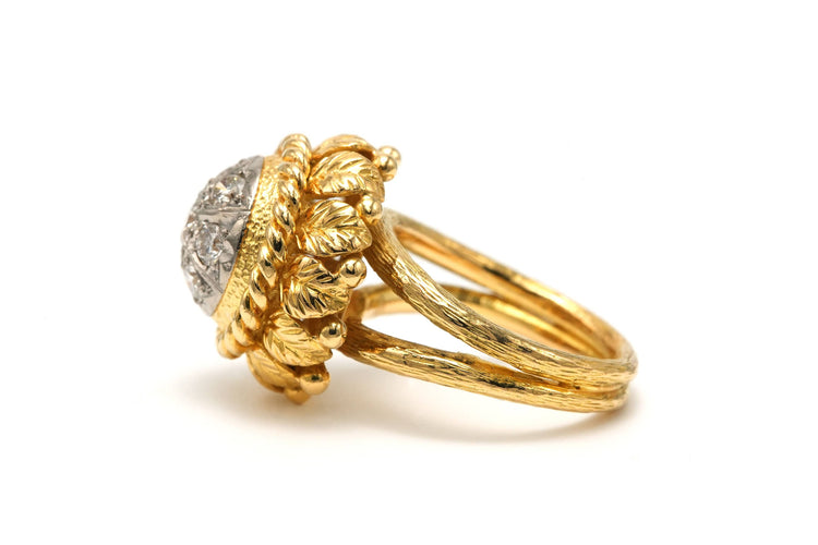 Bague 52 Bague Art Déco or jaune, or blanc, diamants taille brillant (+-0.77ct) 58 Facettes B726