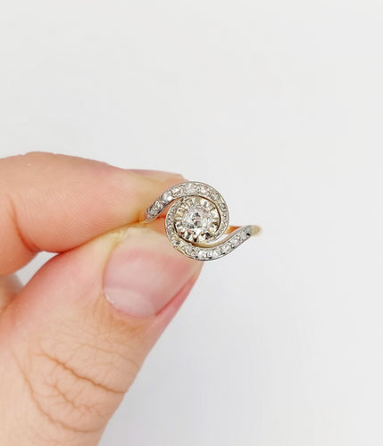 Bague 53 Bague tourbillon antique en or 18k et platine et diamants (circa 1900) 58 Facettes A06348