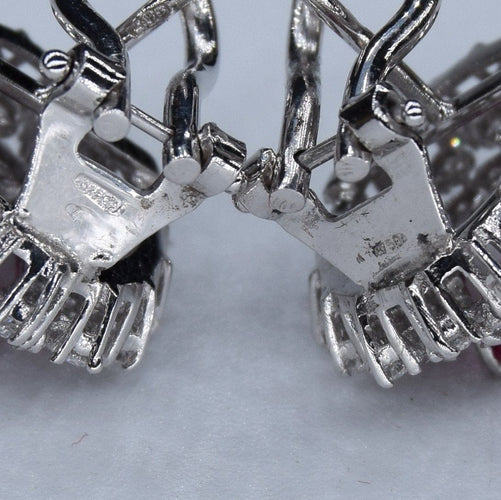 Boucles d'oreilles Boucles d'oreilles diamants rubis or blanc 58 Facettes