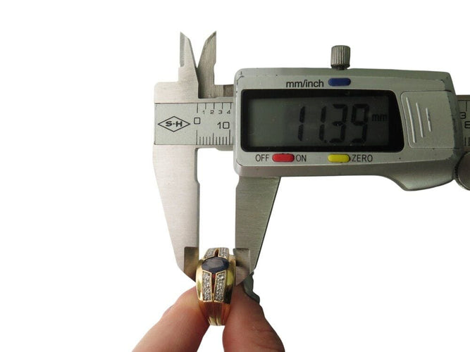 Bague 53 bague style art deco t53 saphir 1.65ct diamants 0.16ct or jaune 18k 12.2g 58 Facettes 268366